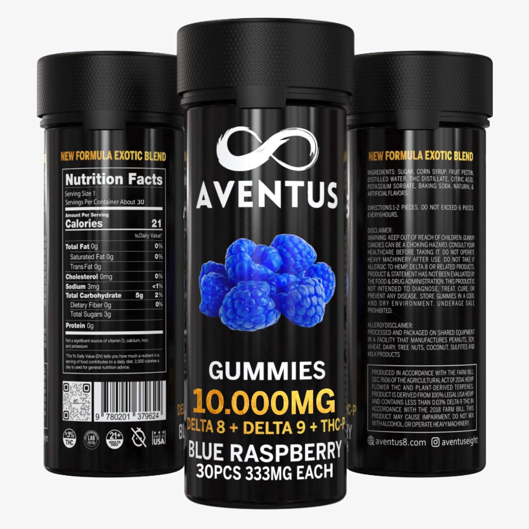 10000mg AVENTUS8 GUMMIES BLUE RASPBERRY DELTA 8 + DELTA 9 + THC-P STRONG EXOTIC BLEND AVENTUS8 Gummies