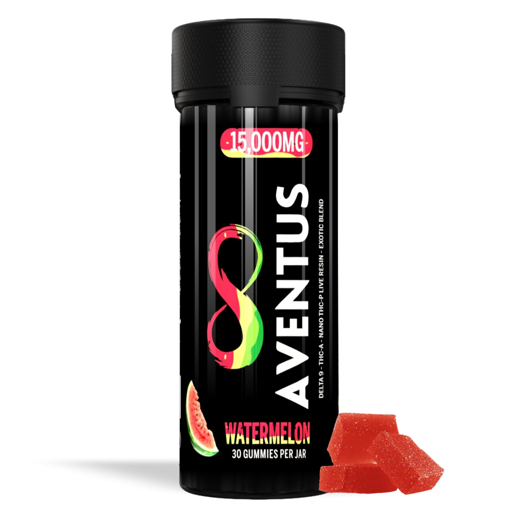 Aventus8 Exotic Blend Gummies – Watermelon (15000mg, 30ct Jar) Aventus8 Exotic