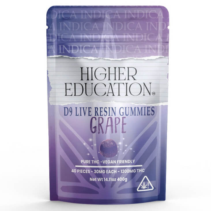 Higher Education D9 Live Resin Gummies | 1200MG Grape – Indica Higher Education D9