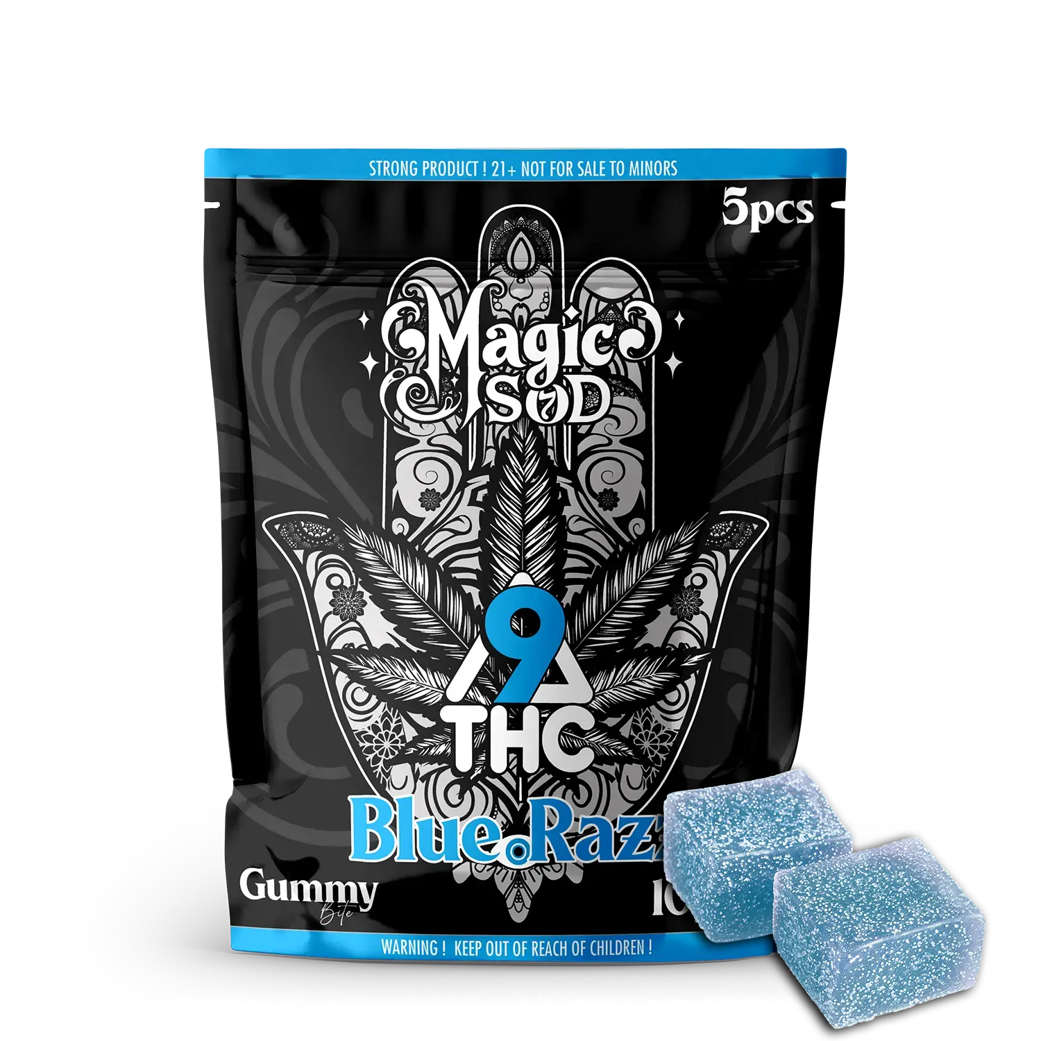 MAGICSOD D9 THC Blue Razz Gummies 100mg (5pcs) MAGICSOD D9