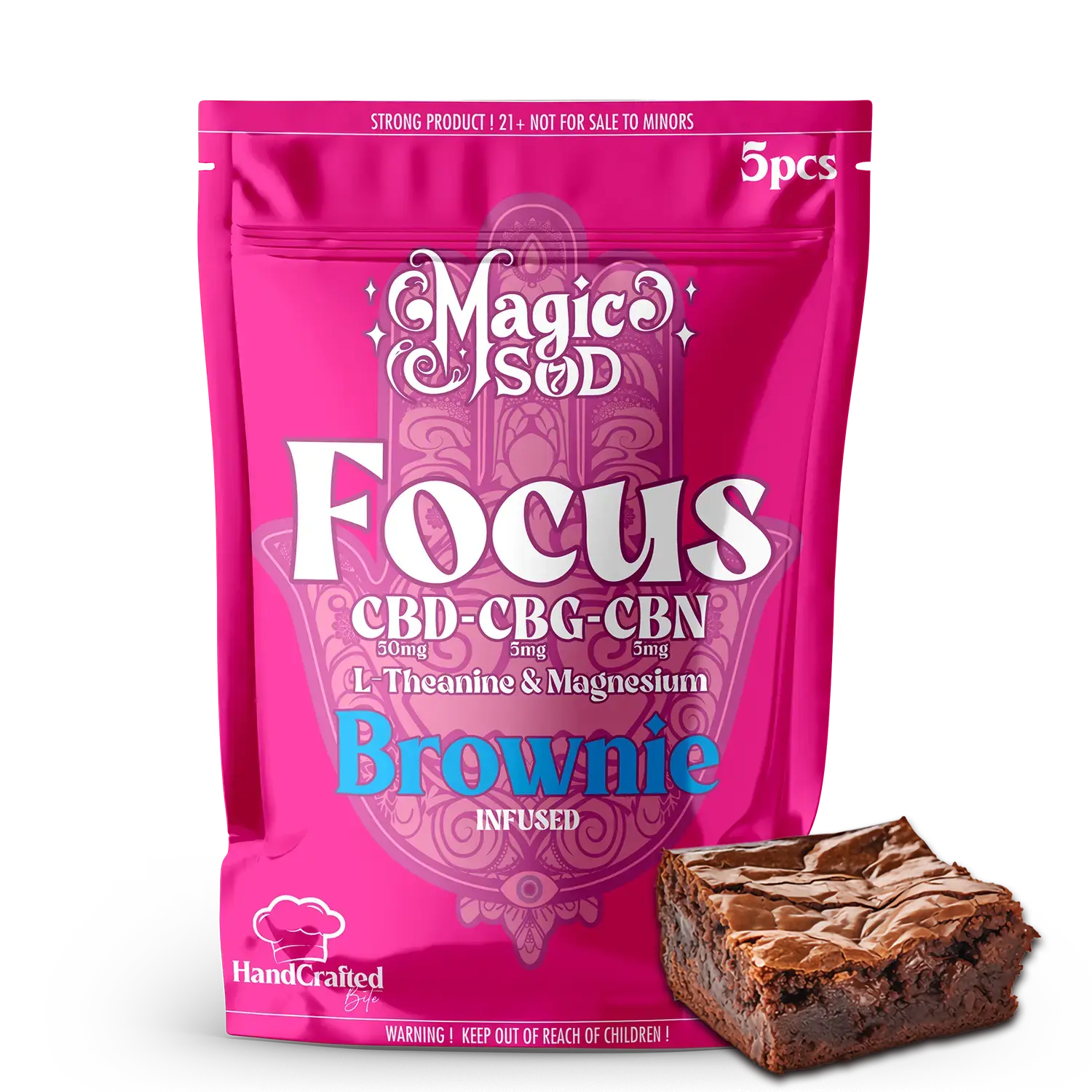 MAGICSOD Focus Brownie infused with (CBD + CBG + CBN @ 300mg) + L-Theanine & Magnesium MAGICSOD Focus Brownie