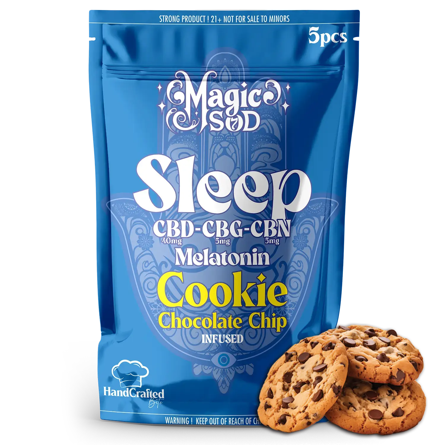 MAGICSOD Sleep Chocolate Chip Cookie infused with (CBD + CBG + CBN @ 750mg) + Melatonin Chocolate Chip Cookie