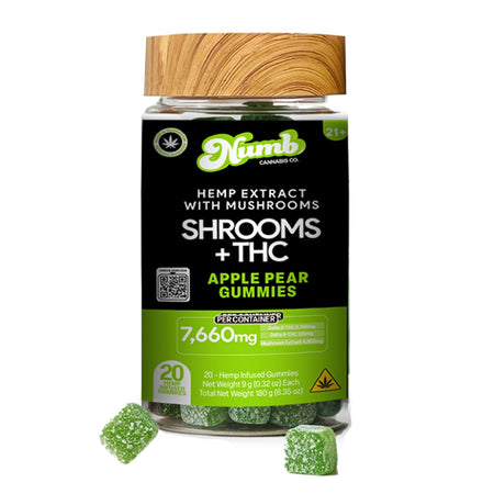 Numb Shroom + THC Blend Gummies - 7660mg Apple Pear Gummies