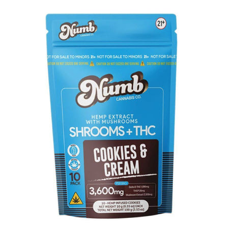 Numb Shrooms + THC Blend Cookies - 3600mg (10ct) Hemp Blend Cookies