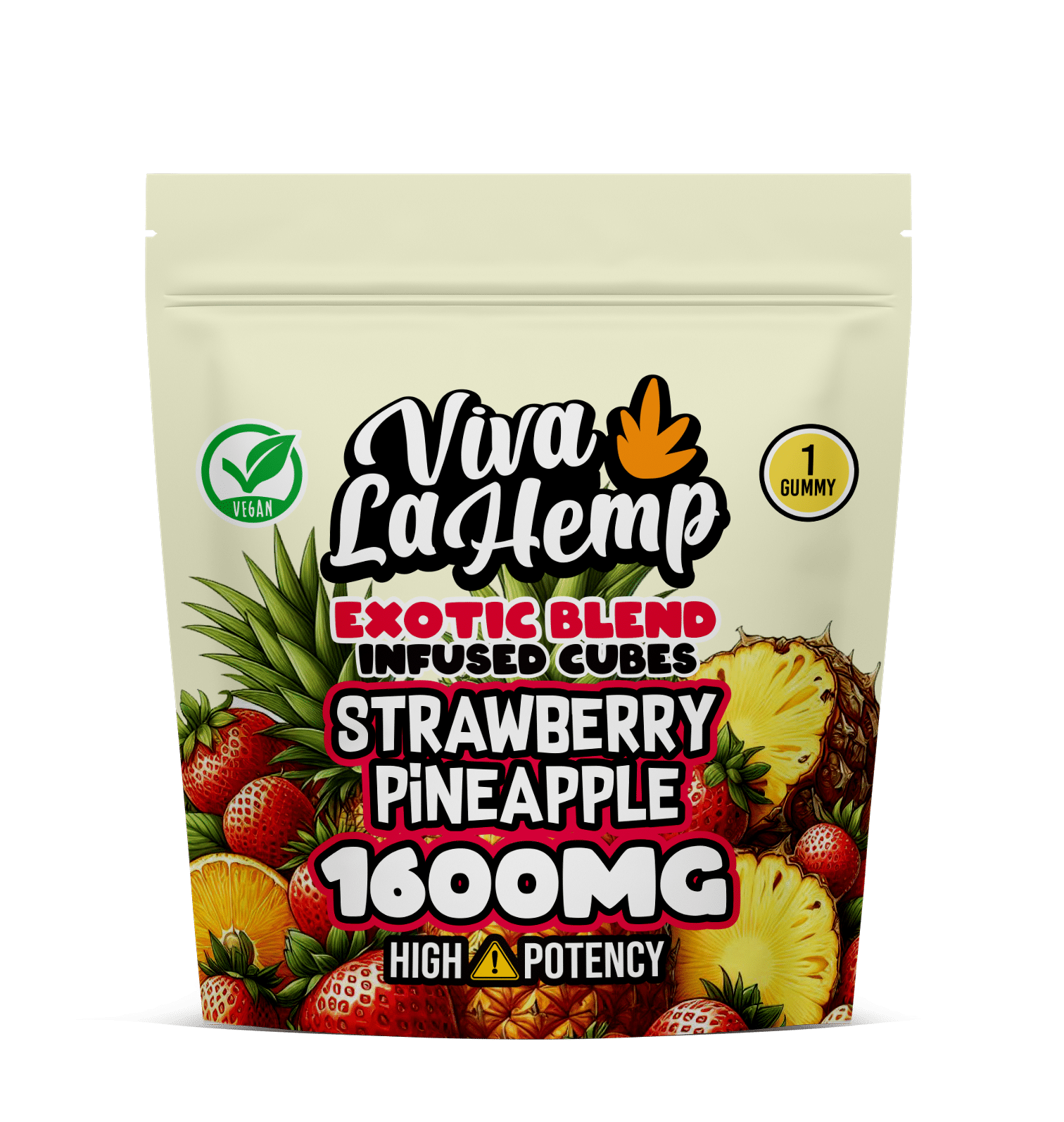 viva la hemp Exotic Blend Infused Cubes – 1600MG Strawberry Pineapple viva la hemp Exotic